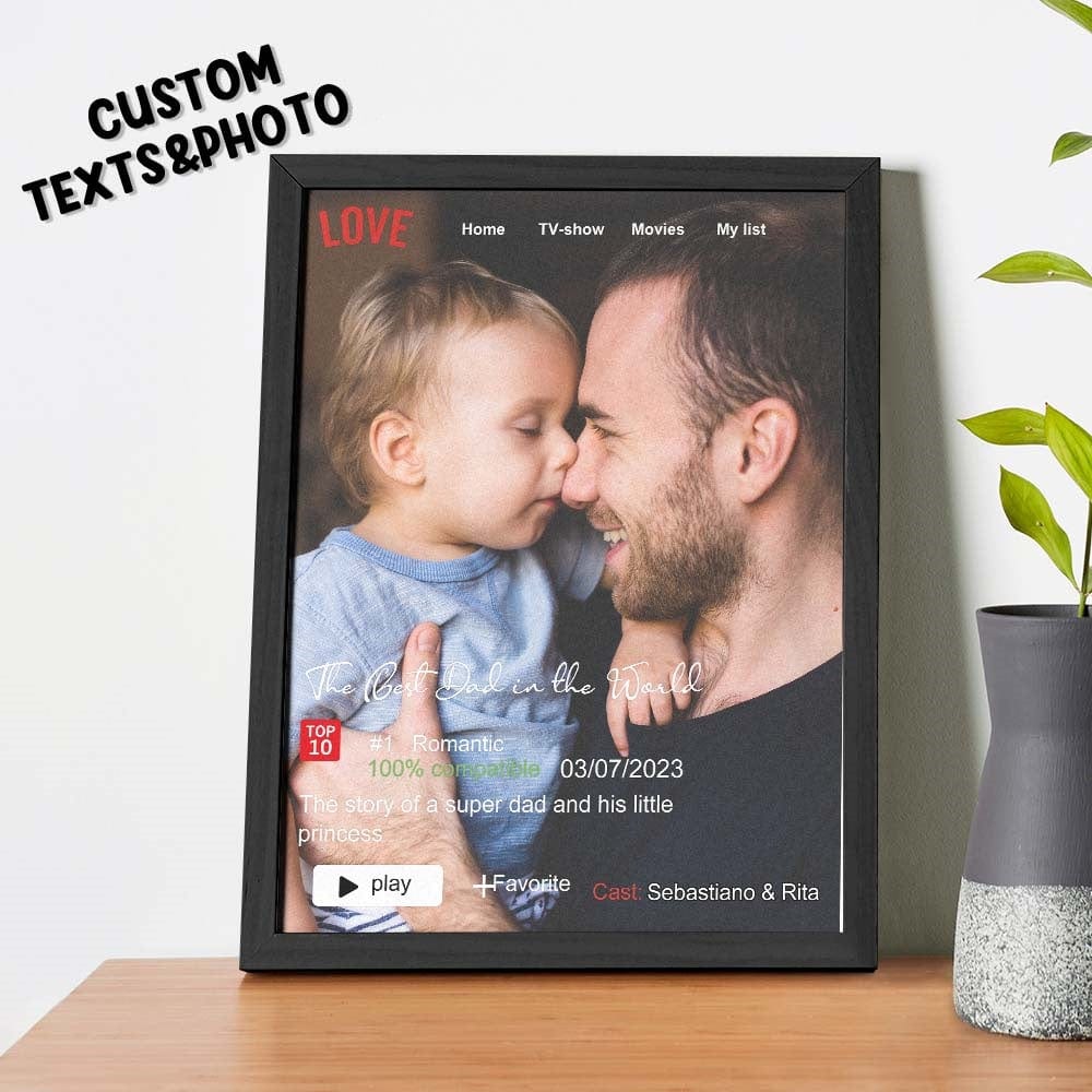 Custom Photo and Text Wooden Frame Trendy Daddy Poster Commemorative gift - Giftlab