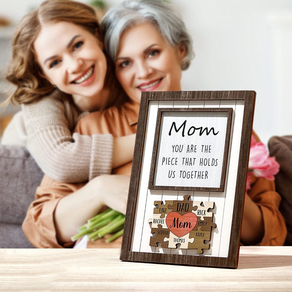 Personalized Mom Puzzle Plaque You Are the Piece That Holds Us Together Custom Family Member Puzzle Sign Mother's Day Gift - Giftlab