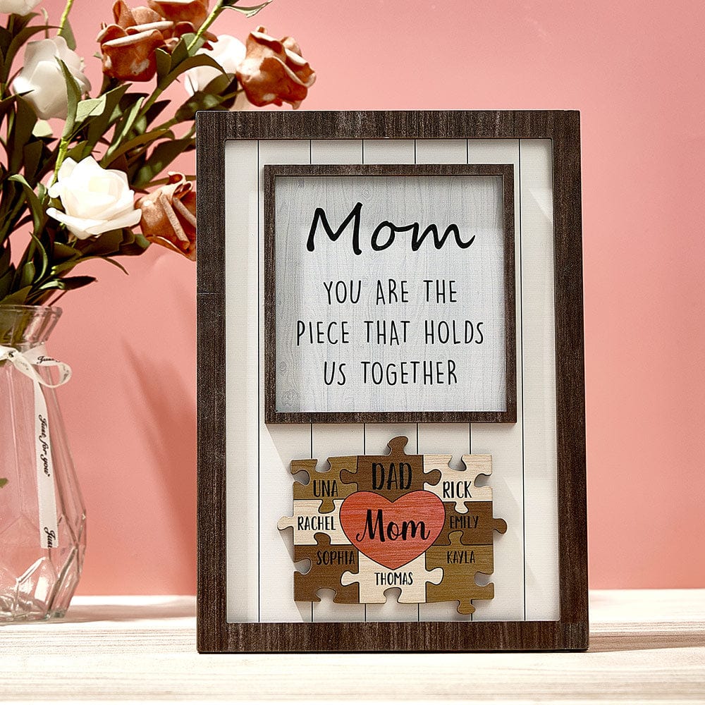 Personalized Mom Puzzle Plaque You Are the Piece That Holds Us Together Custom Family Member Puzzle Sign Mother's Day Gift - Giftlab