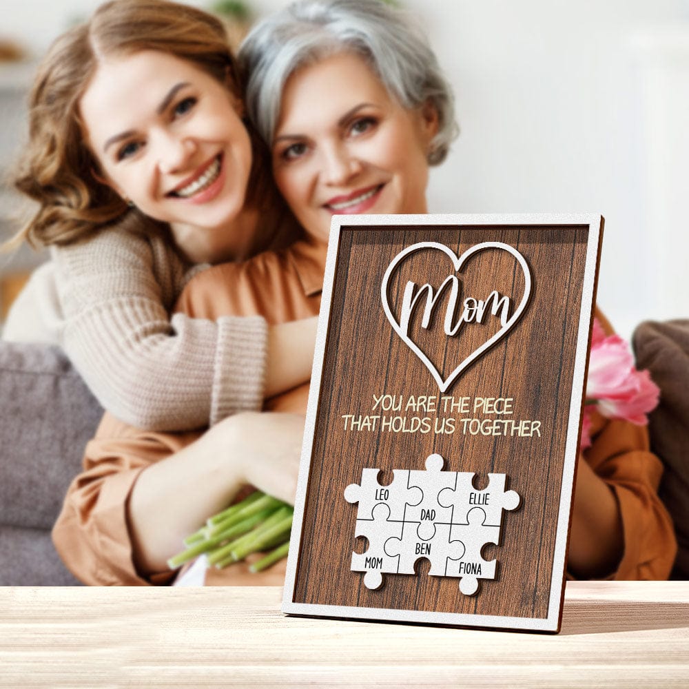 Personalized Puzzle Plaque You Are the Piece That Holds Us Together Custom Family Member Puzzle Sign Mother's Day Gifts - Giftlab