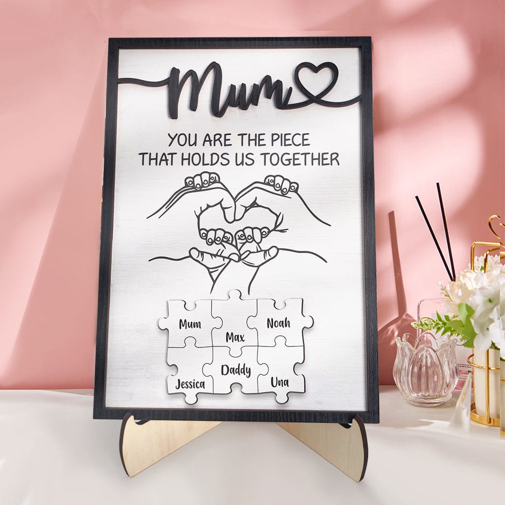 Personalized Mum Puzzle Plaque You Are the Piece That Holds Us Together Custom Family Member Puzzle Sign Mother's Day Gifts - Giftlab
