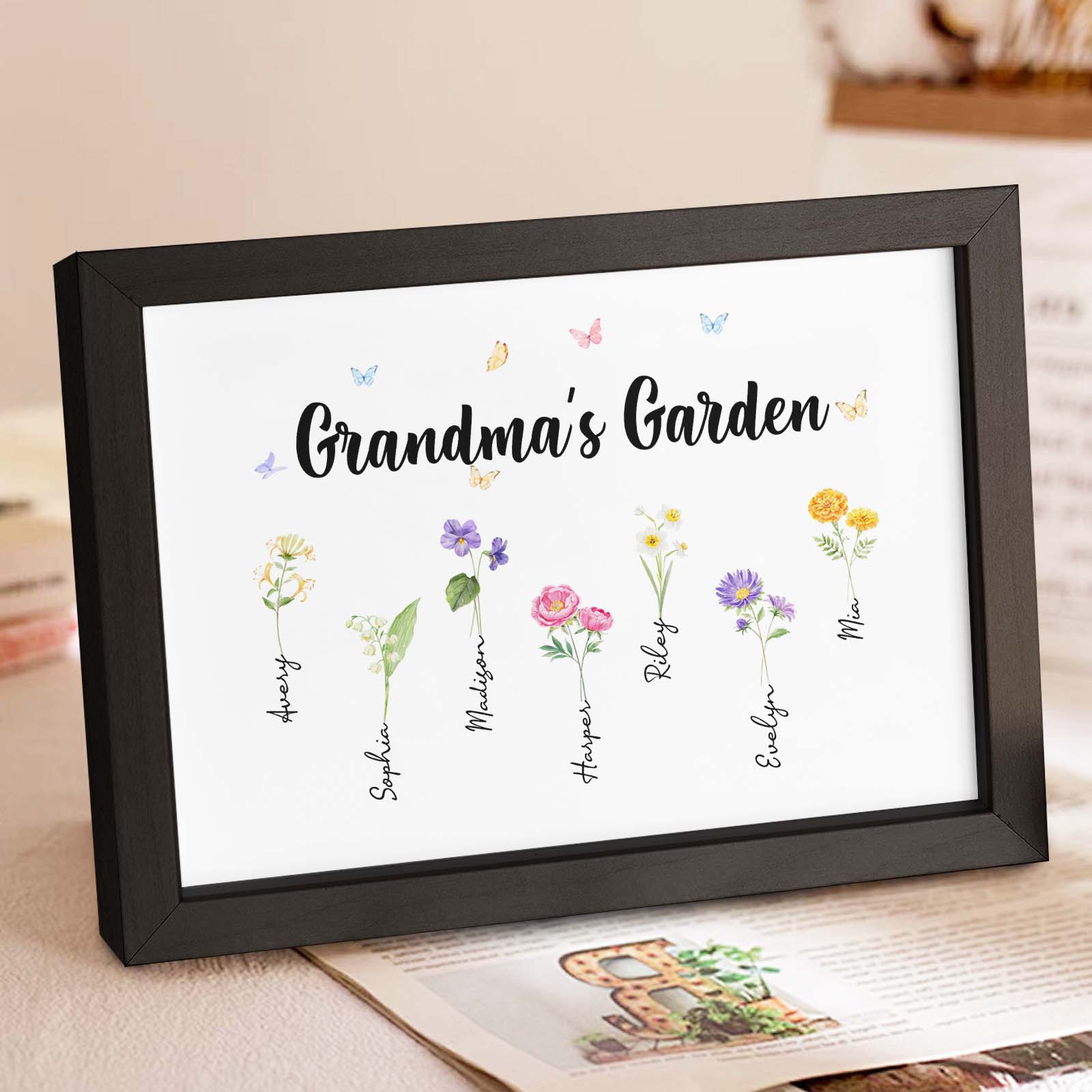 Custom Grandma's Garden Wooden Photo Frame Personalized Birth Flower Photo Frame Mother's Day Gift - Giftlab