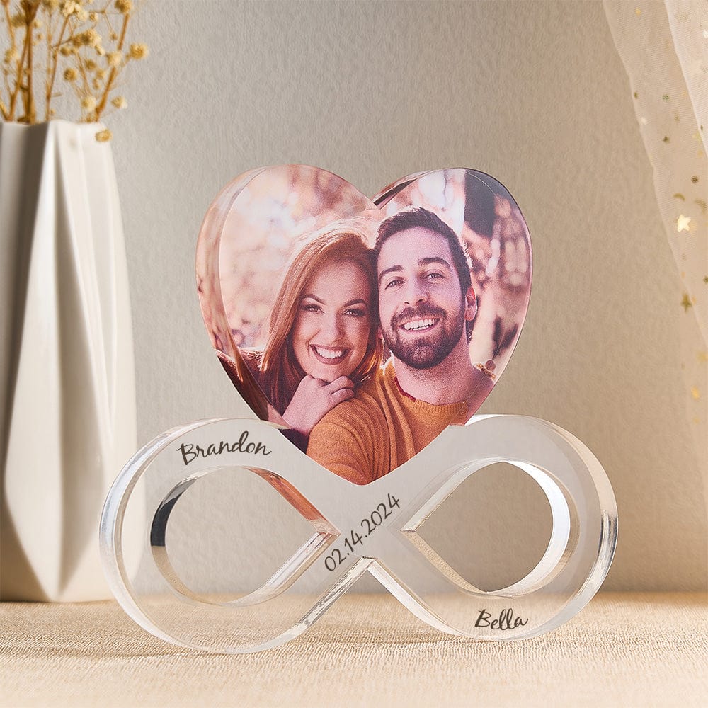 Custom Photo Infinity Heart Acrylic Decoration Personalized Photo Gift for Couple Anniversary Gift