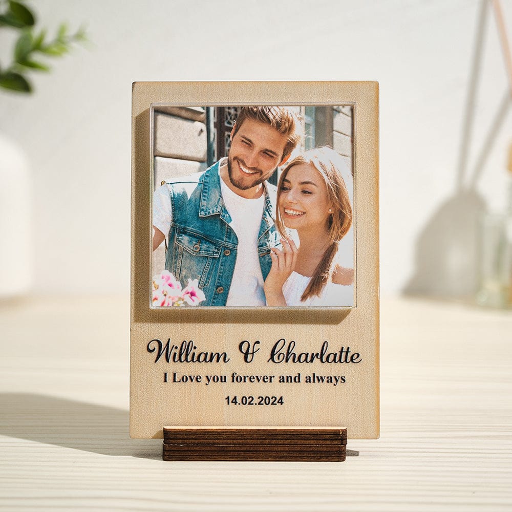 Custom Photo Wood Frame with Personalzed Text 1-4 Photos