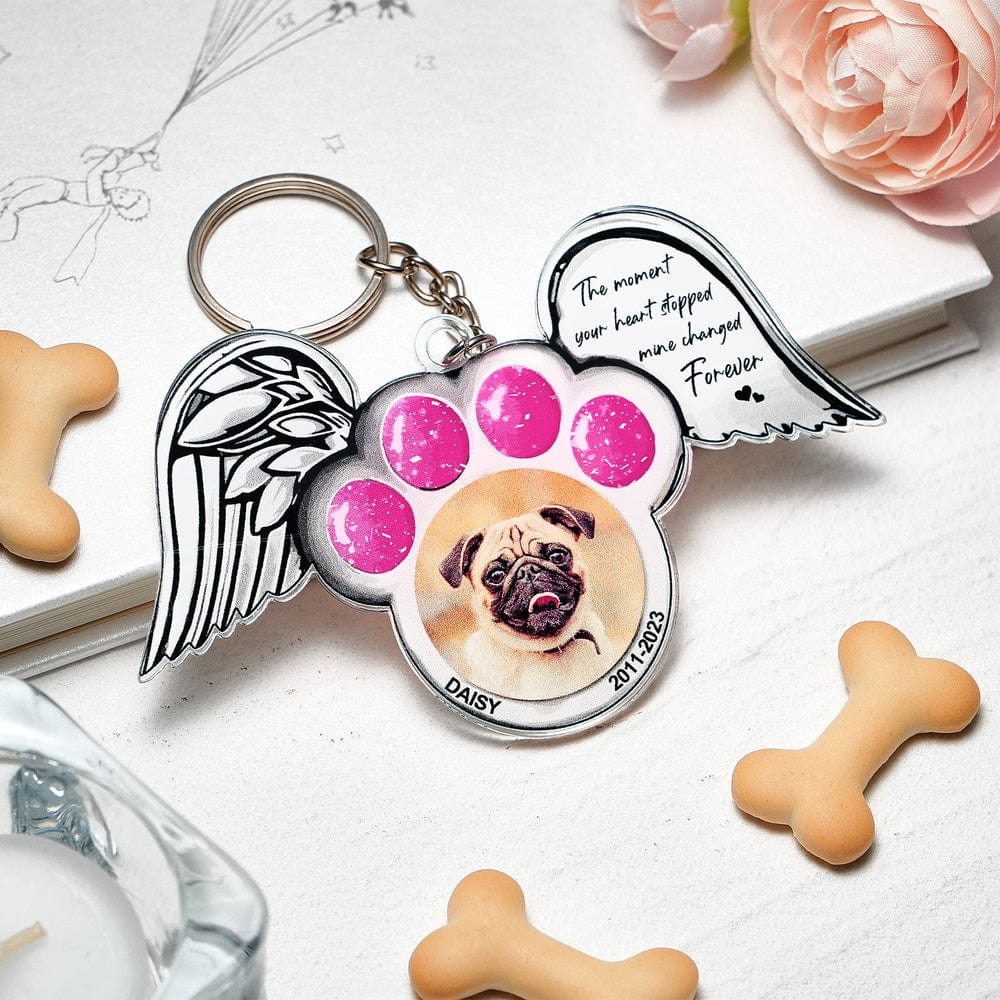 Personalized Memorial Dog Acrylic Car Ornament Custom Shinning Wings Aluminum Acrylic Ornament Memorial Gift Idea - Giftlab