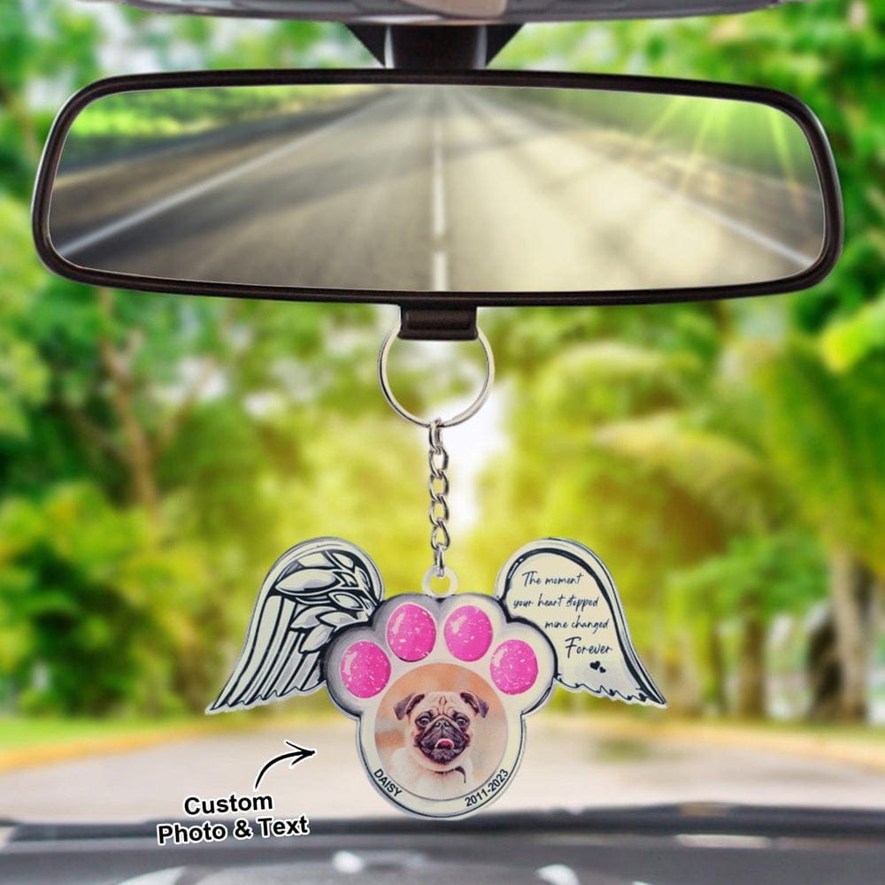 Personalized Memorial Dog Acrylic Car Ornament Custom Shinning Wings Aluminum Acrylic Ornament Memorial Gift Idea - Giftlab