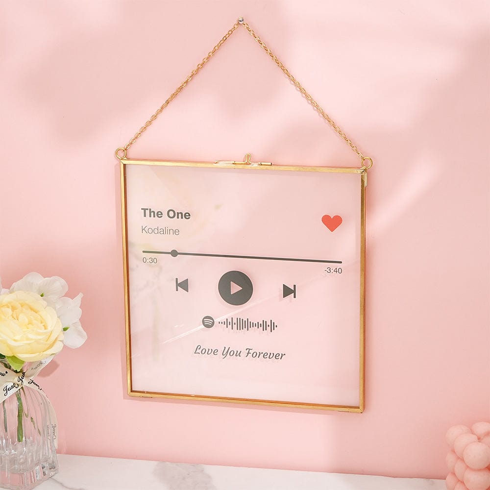 Personalized Spotify Song Acrylic Plaque with Metal Frame Gift for Couple