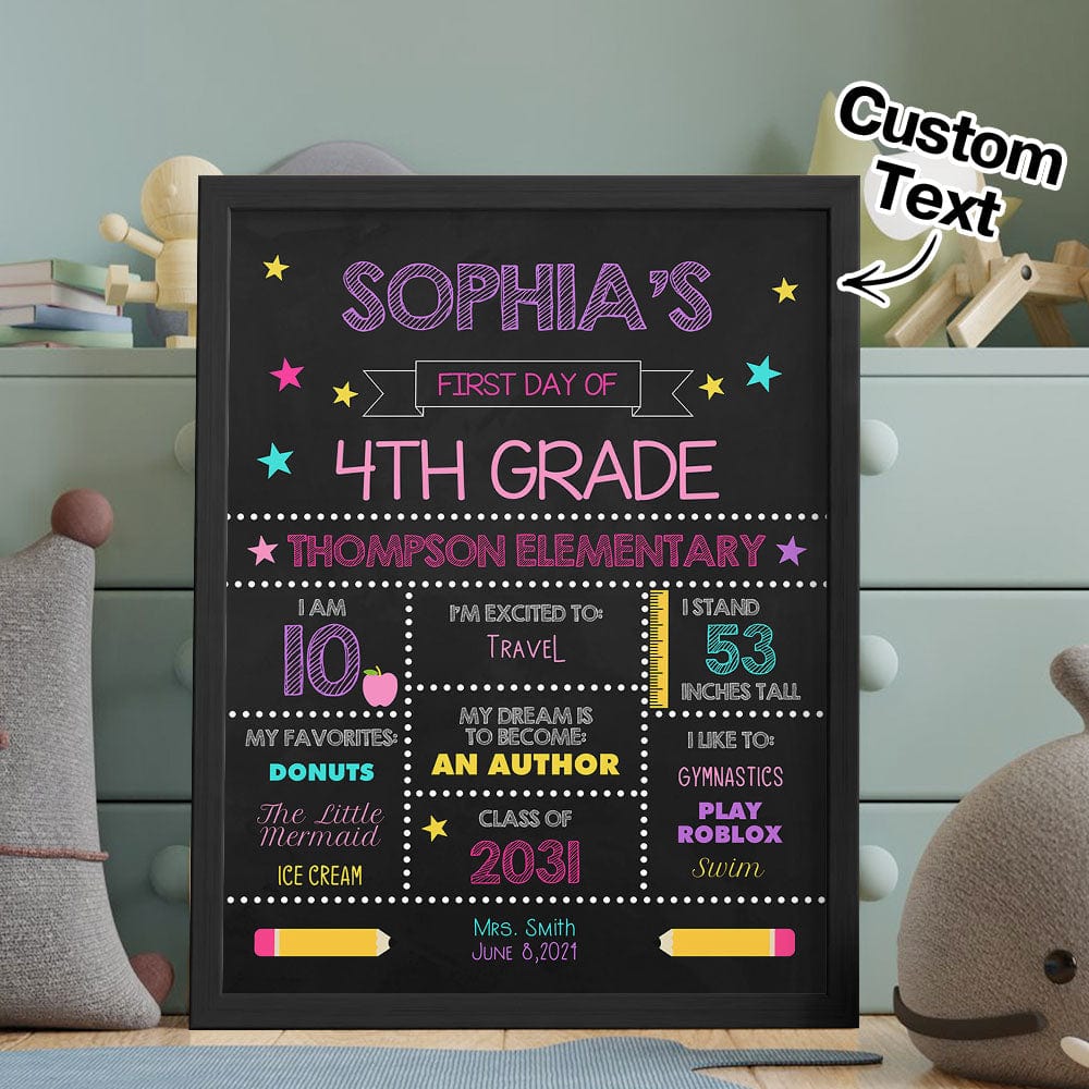 Personalized Back to School Sign First Day of School Sign Gift for Kids - Giftlab