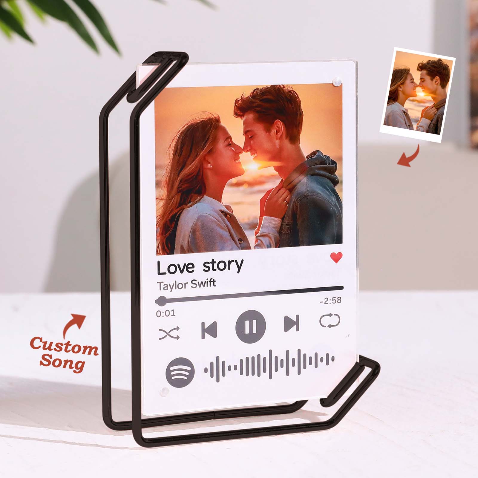 Custom L-shape Spotify Photo Frames Personalized Acrylic Picture Frame for Tabletop or Desktop Decor Gifts for Her - Giftlab
