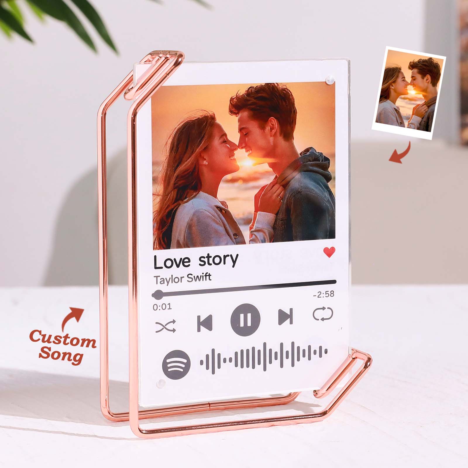 Custom L-shape Spotify Photo Frames Personalized Acrylic Picture Frame for Tabletop or Desktop Decor Gifts for Her - Giftlab
