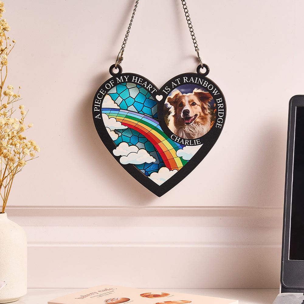 Custom Photo A Piece Of My Heart Personalized Window Hanging Suncatcher Ornament - Giftlab