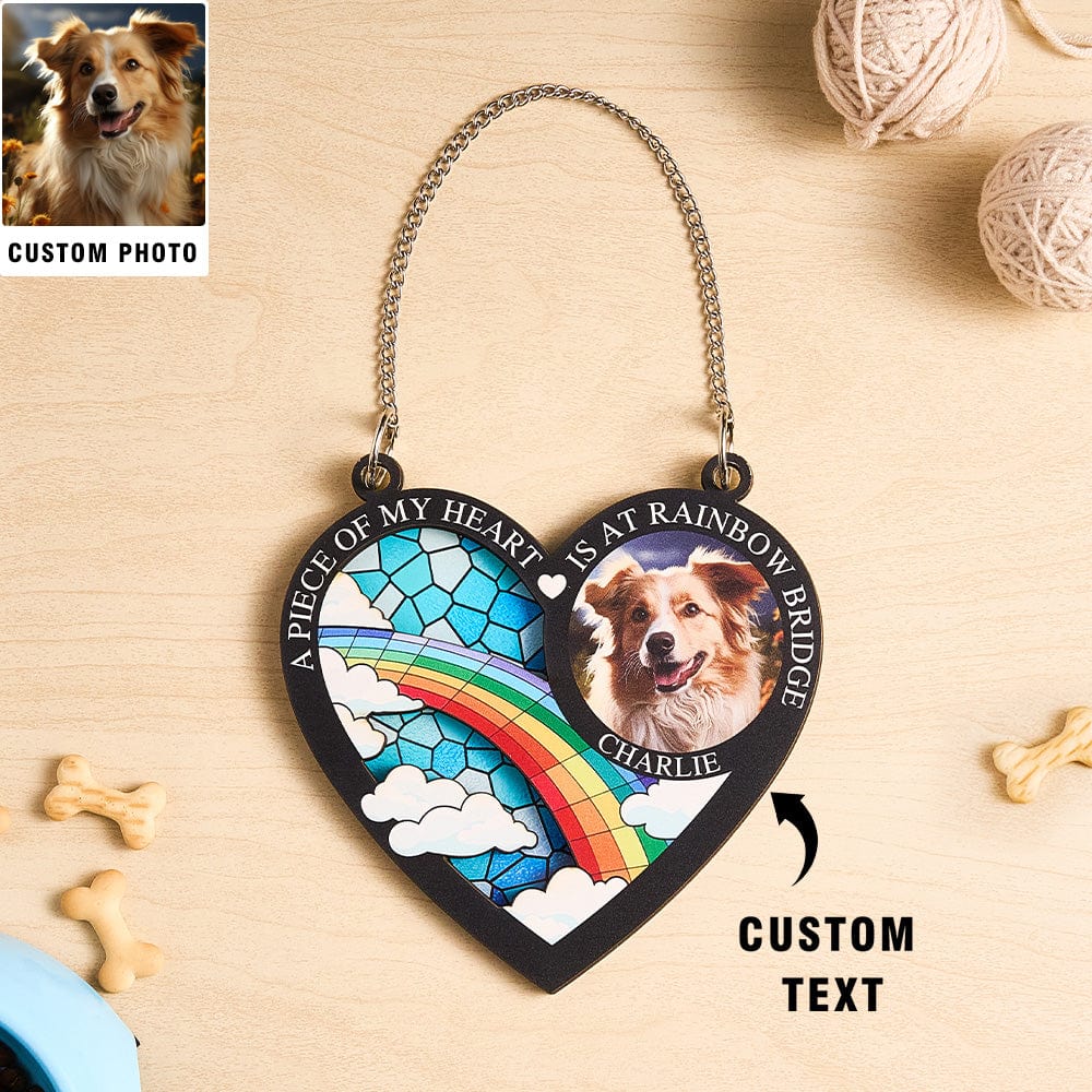 Custom Photo A Piece Of My Heart Personalized Window Hanging Suncatcher Ornament - Giftlab