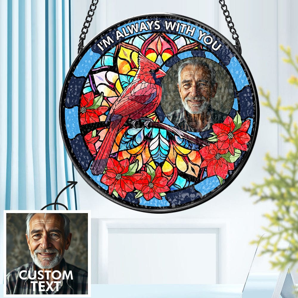 Custom Photo Memorial Ornament Personalized Stained Glass Window Suncatcher Sympathy Gift For Family Members - Giftlab
