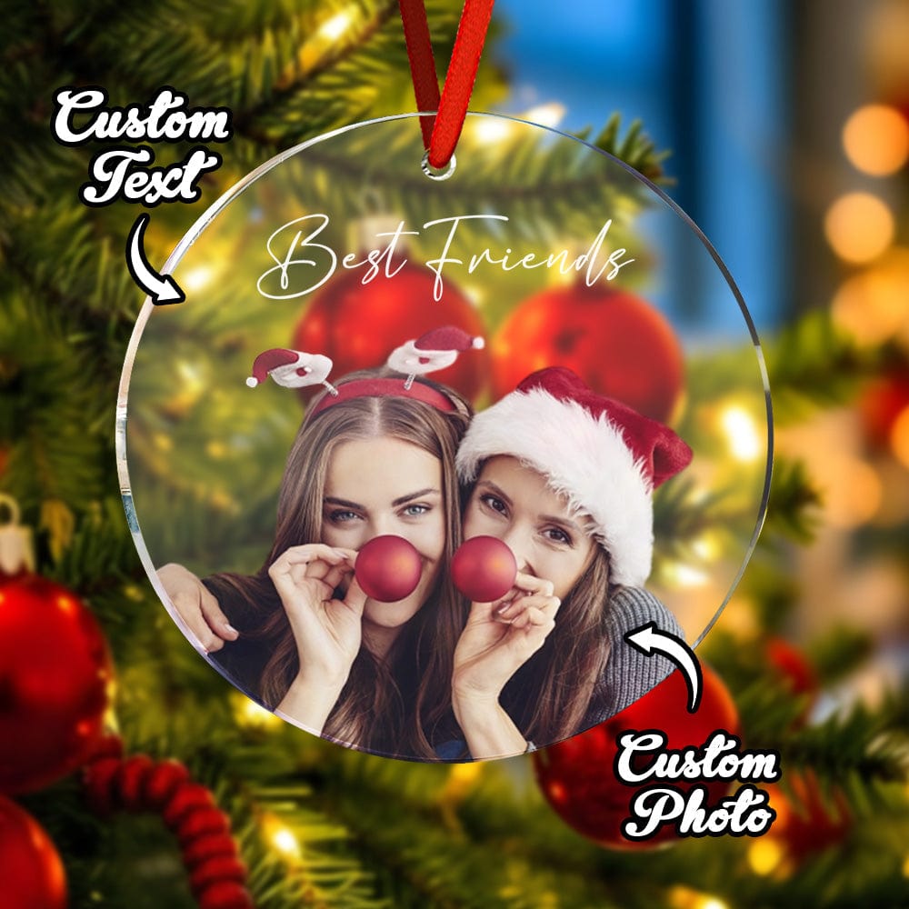 Personalized Photo Christmas Ornament with Text Christmas Gifts for Friends or Family - Giftlab