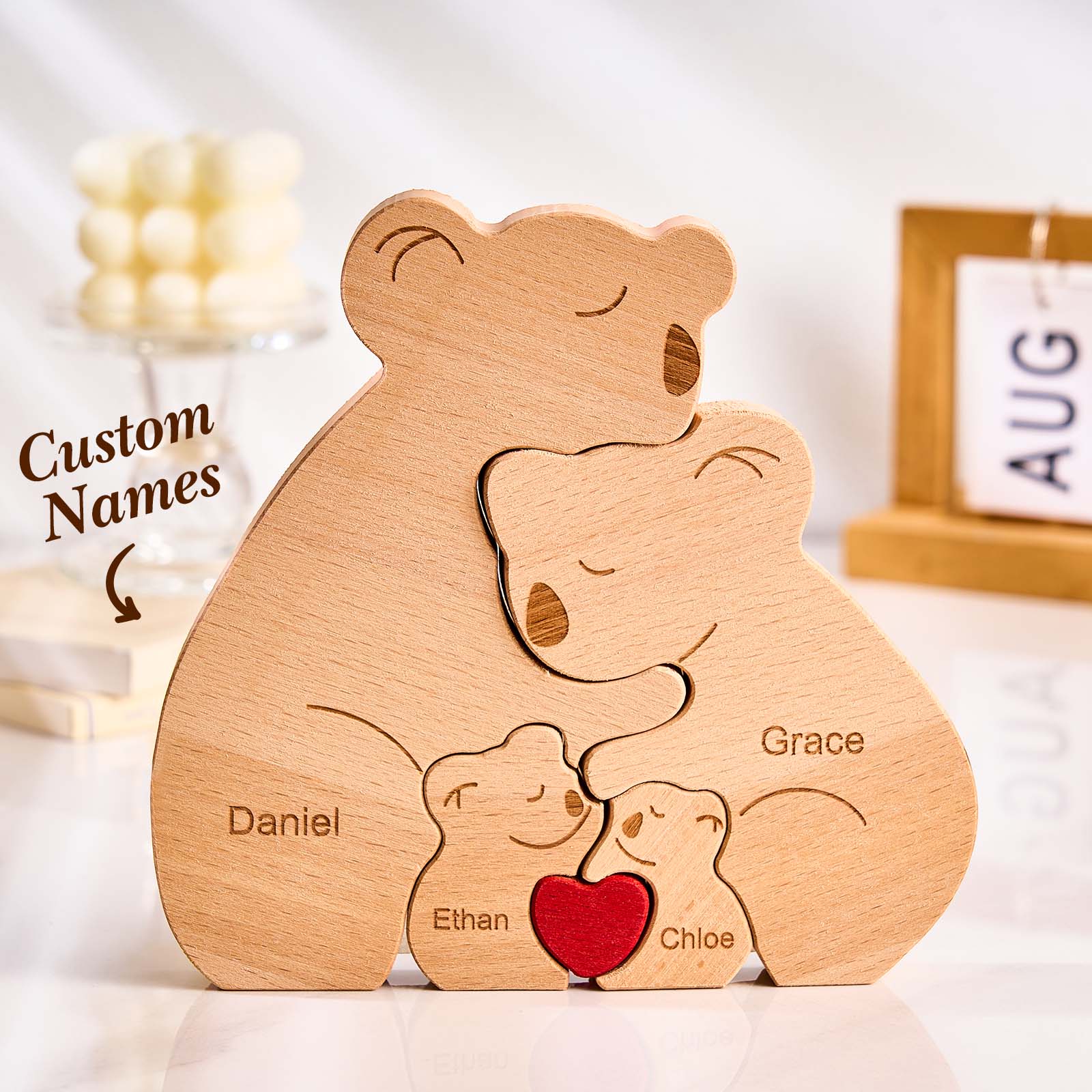Custom Family Name Koalas Wooden Puzzle Xmas Gifts For Family - Giftlab