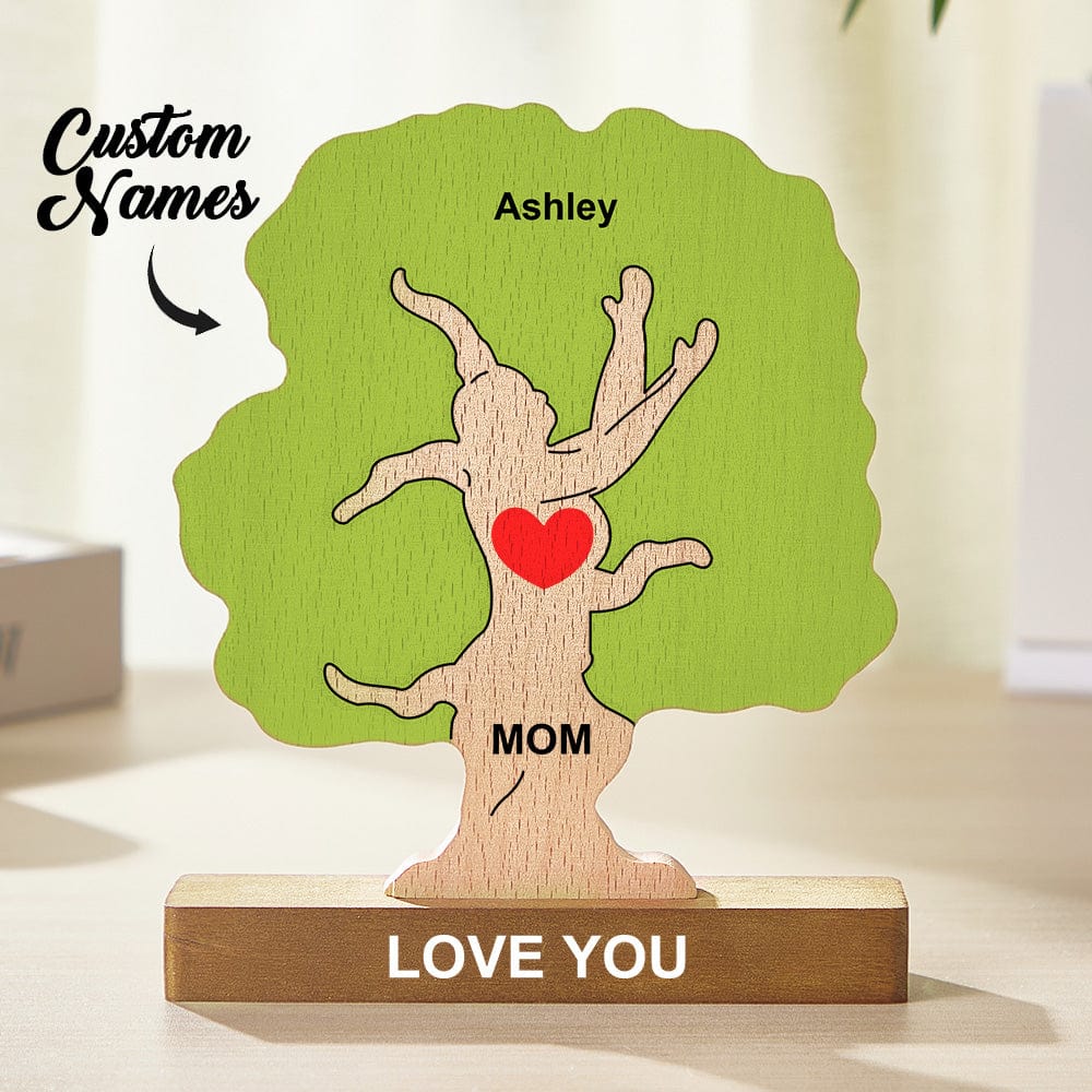 Personalized Custom Tree Shaped Wooden Puzzle Tree Family Gift For Mother, Father, Family - Giftlab