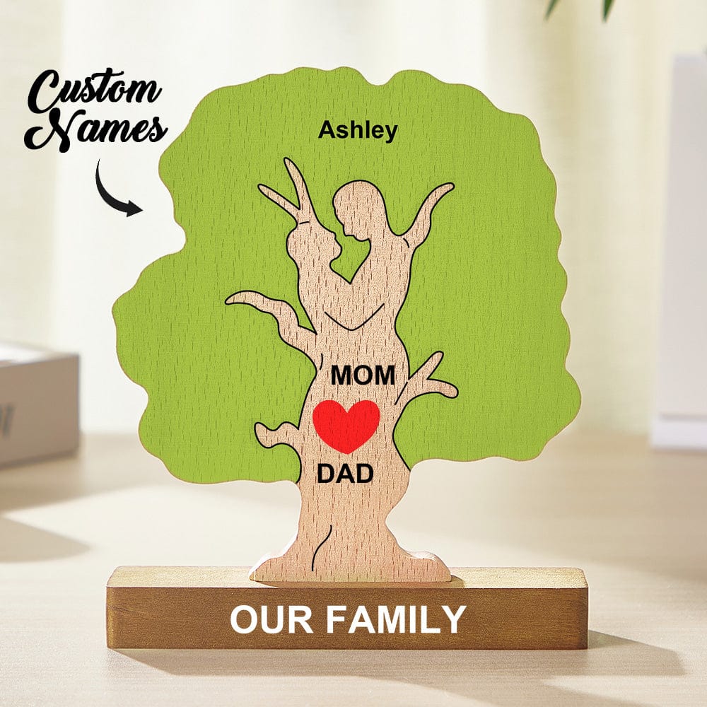 Personalized Custom Tree Shaped Wooden Puzzle Parent and Children Tree Family Christmas Gift For Mother, Father, Family - Giftlab