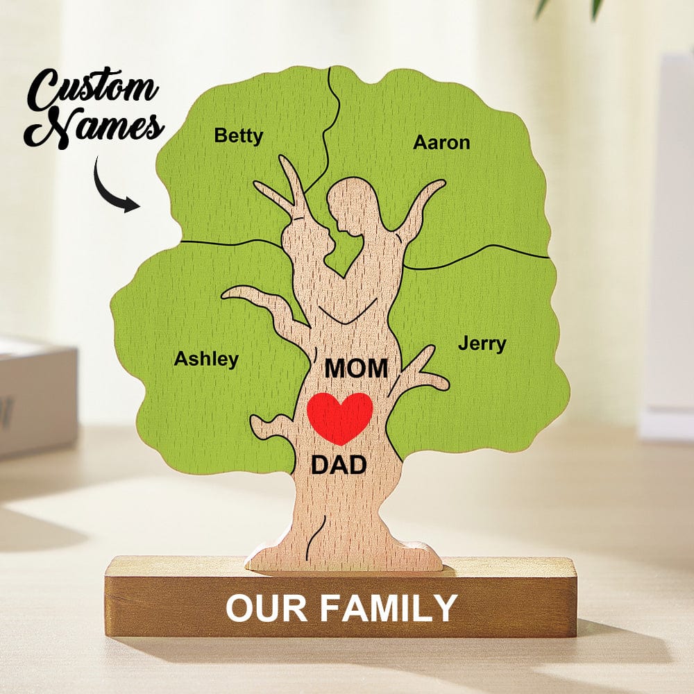 Personalized Custom Tree Shaped Wooden Puzzle Parent and Children Tree Family Christmas Gift For Mother, Father, Family - Giftlab