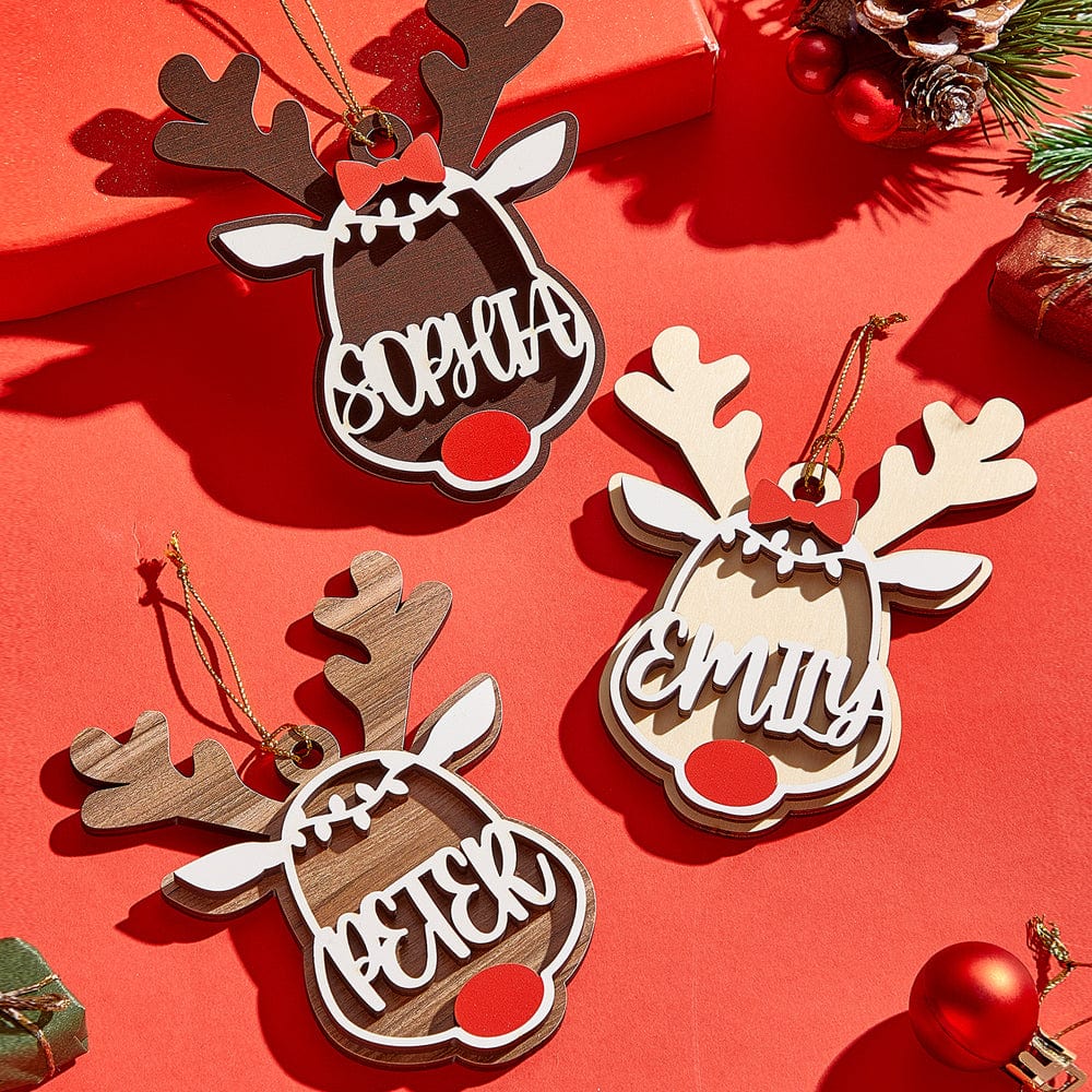 Personalized Reindeer Ornament with Name Christmas Tree Decorations Gift - Giftlab