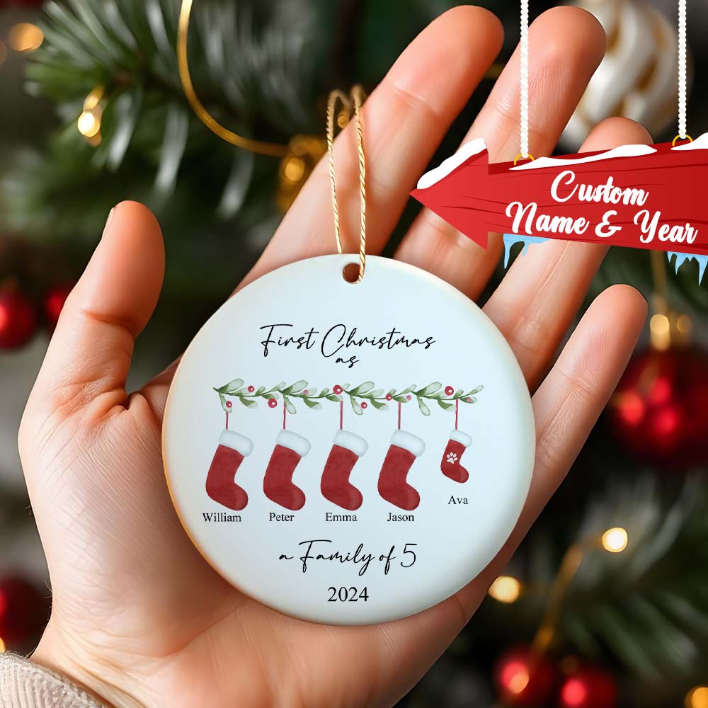 Personalised First Christmas as a Family Ornament with Family Name First Christmas Ornament - Giftlab
