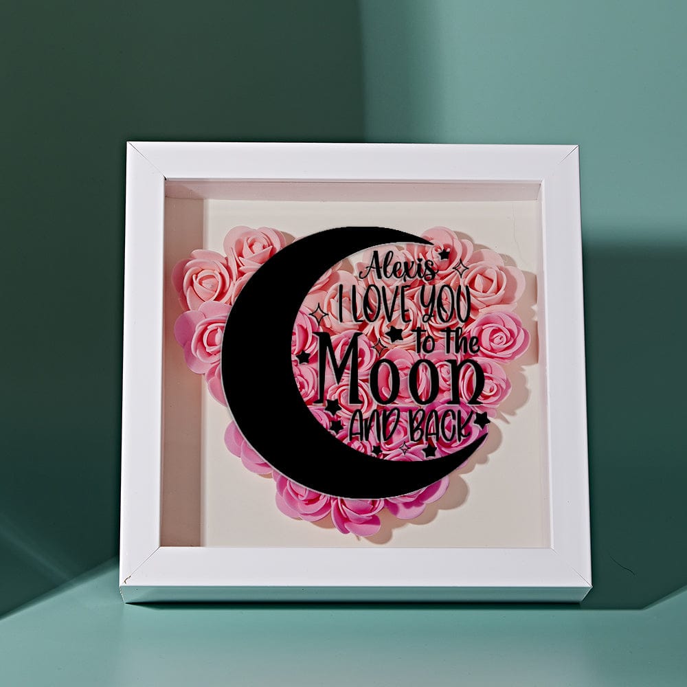 Custom Flower Shadow Box Personalized Moon Flower Shadowbox Frame Mother's Day Gift - Giftlab