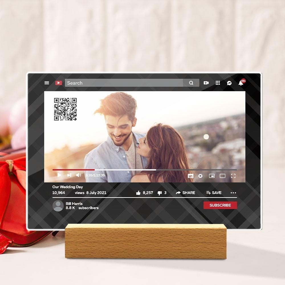 Personalized YouTube Video QR Code Plaque Valentine's Day Gifts for Her - Giftlab