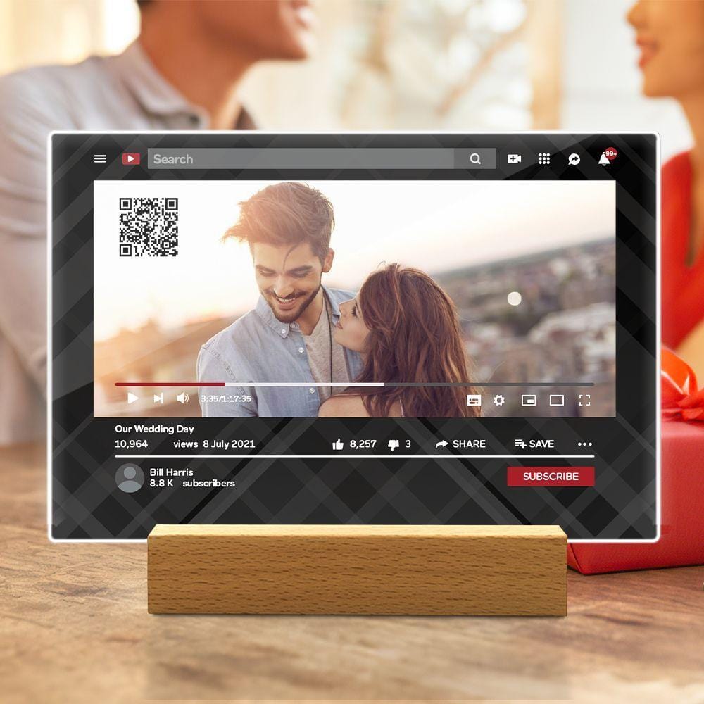 Personalized YouTube Video QR Code Plaque Valentine's Day Gifts for Her - Giftlab