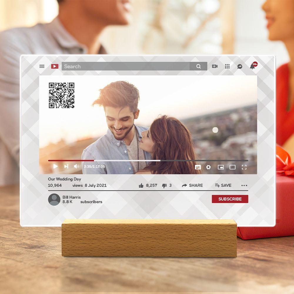 Custom YouTube Video QR Code Plaque Photo Plaque Valentine's Day Gifts for Couple - Giftlab