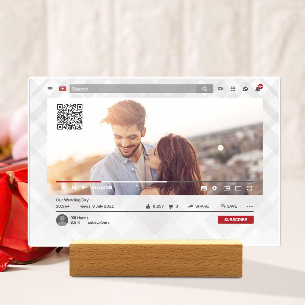 Custom YouTube Video QR Code Plaque Photo Plaque Valentine's Day Gifts for Couple - Giftlab