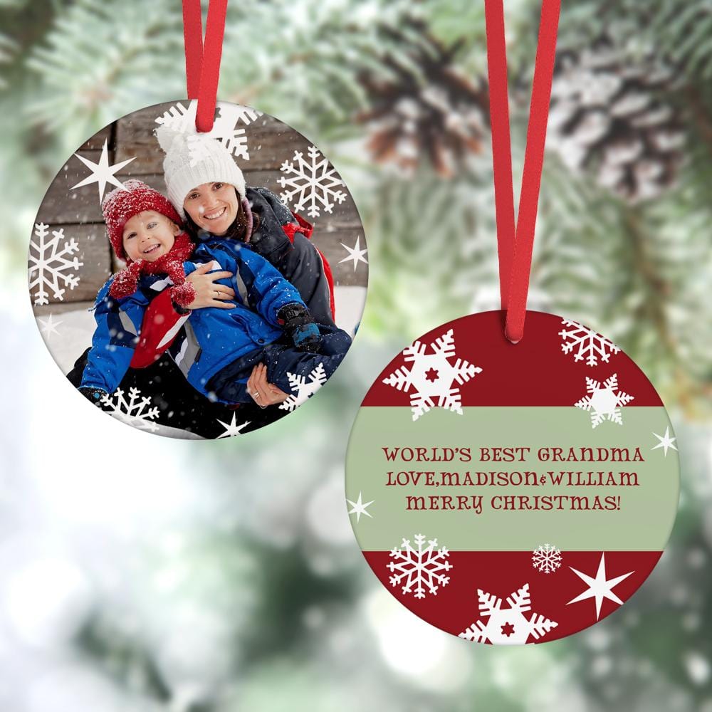 Snowflake Personalized Photo Ornament 2 Sided - Giftlab