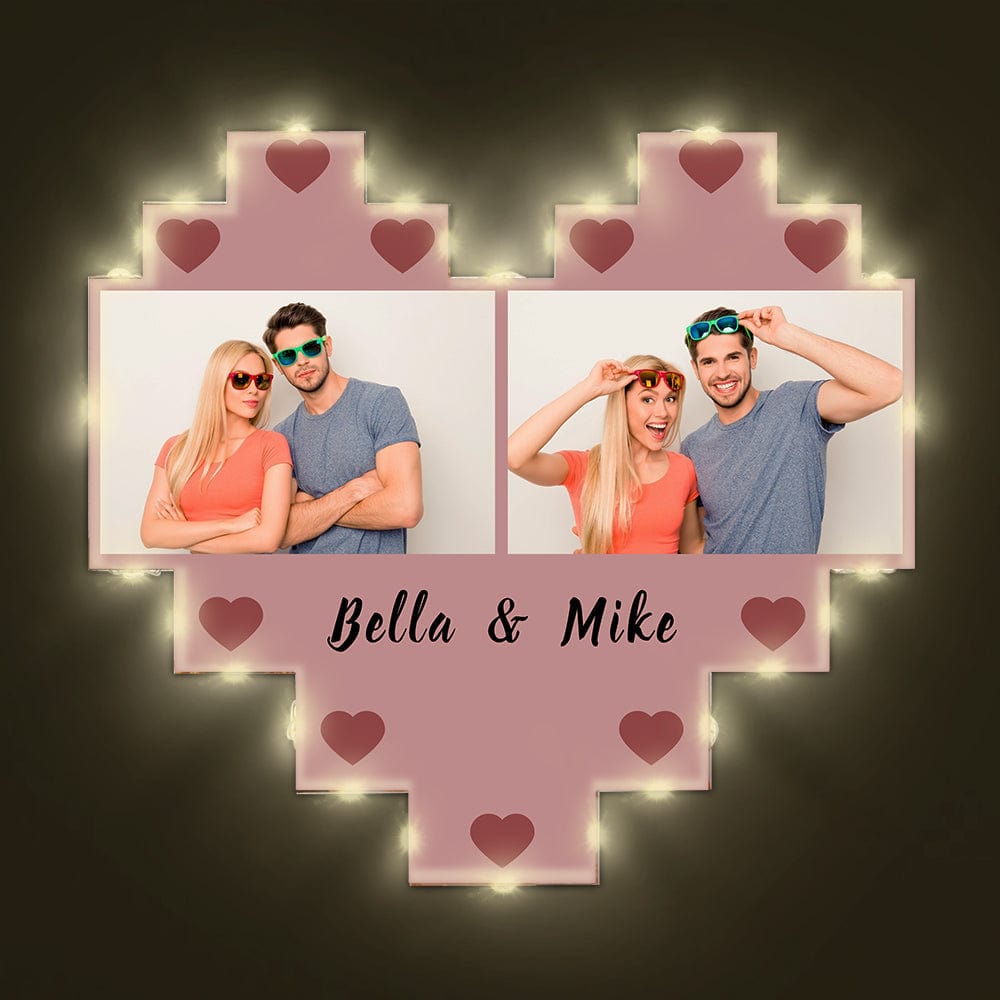 Valentine Gift Heart Shaped Photo Collage Light Lamp for Her Acrylic - Giftlab