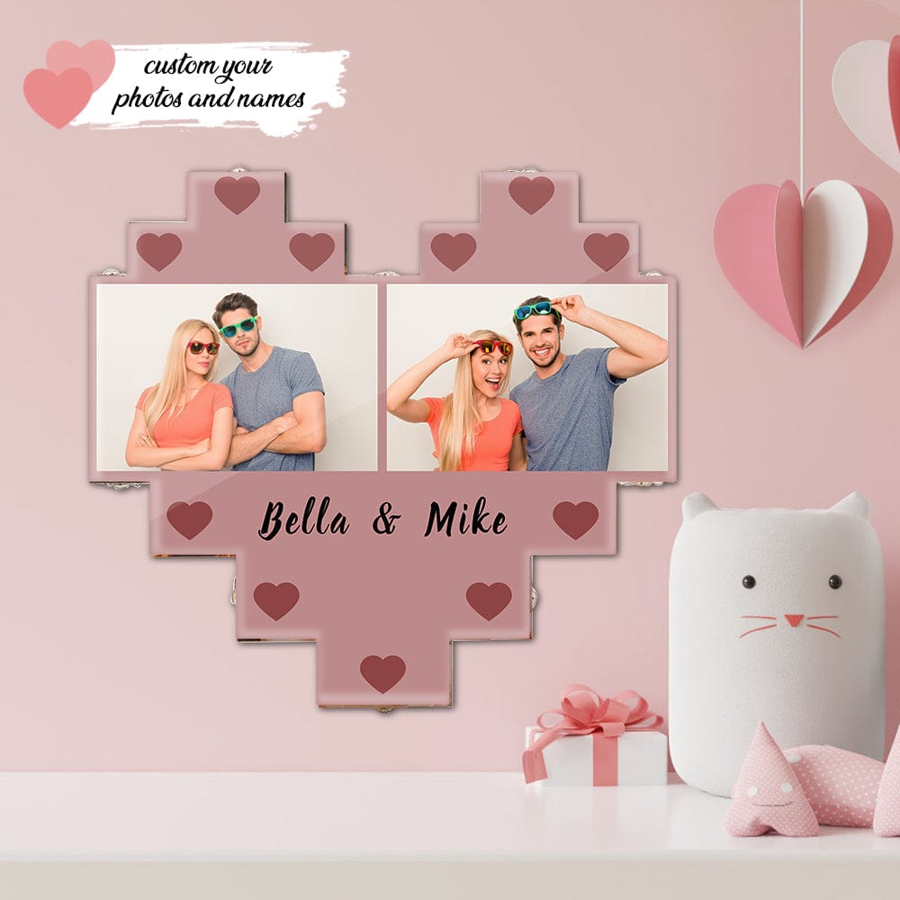 Valentine Gift Heart Shaped Photo Collage Light Lamp for Her Acrylic - Giftlab