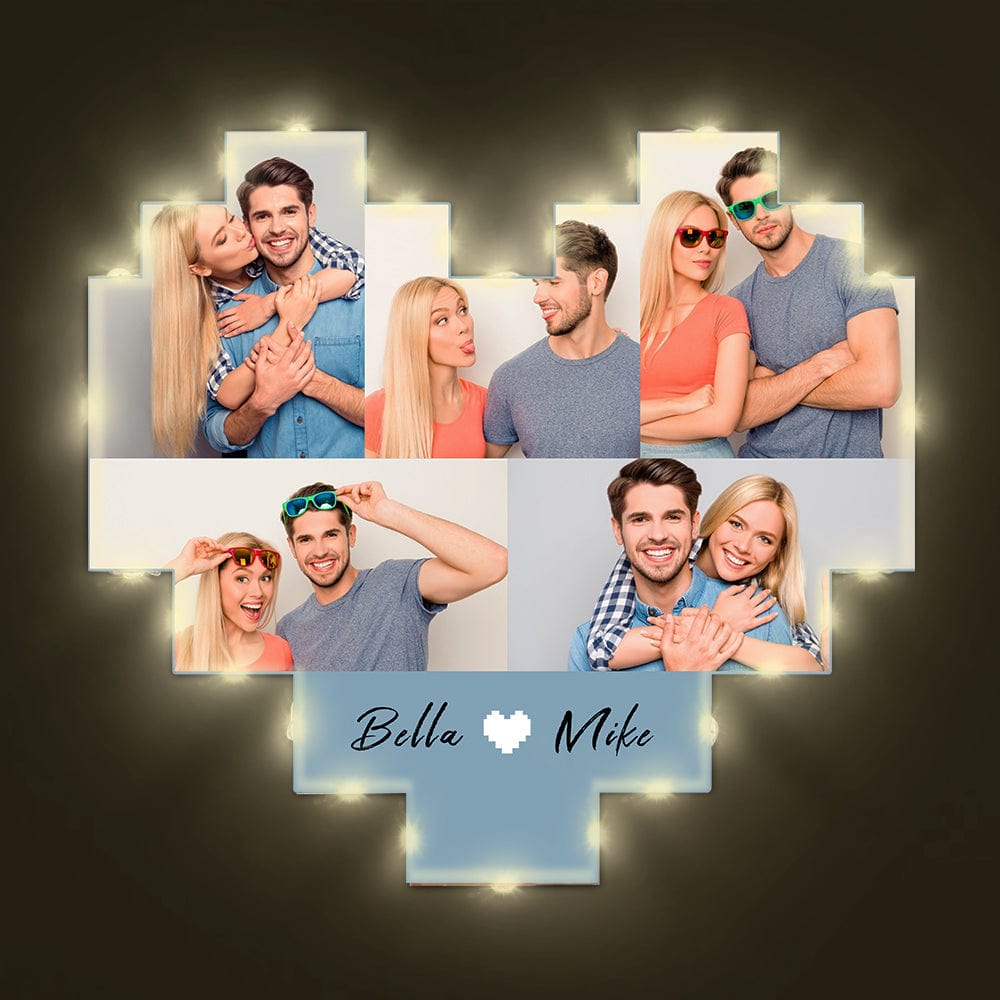 Custom Picture Collage Photo Light Gifts for Lovers Acrylic Heart - Giftlab