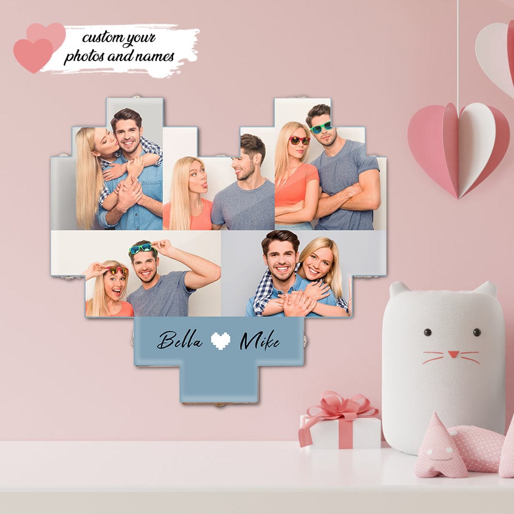 Custom Picture Collage Photo Light Gifts for Lovers Acrylic Heart - Giftlab