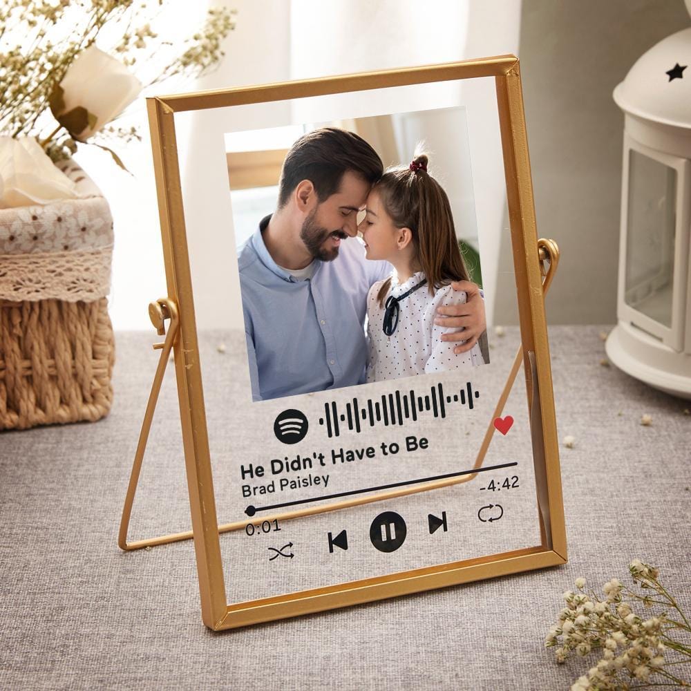 Song Picture Frame Custom Spotify Music Plaque Glass Art with Golden Frame Birthday Gifts for Dad - Giftlab