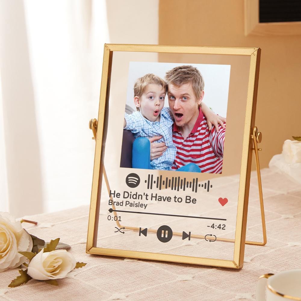Song Picture Frame Custom Spotify Music Plaque Glass Art with Golden Frame Birthday Gifts for Dad - Giftlab