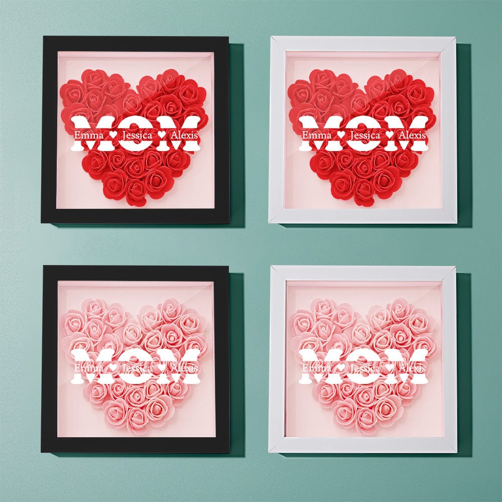 Personalized Flower Shadow Box With 3 Names Mother's Day Gifts for Mom - Giftlab