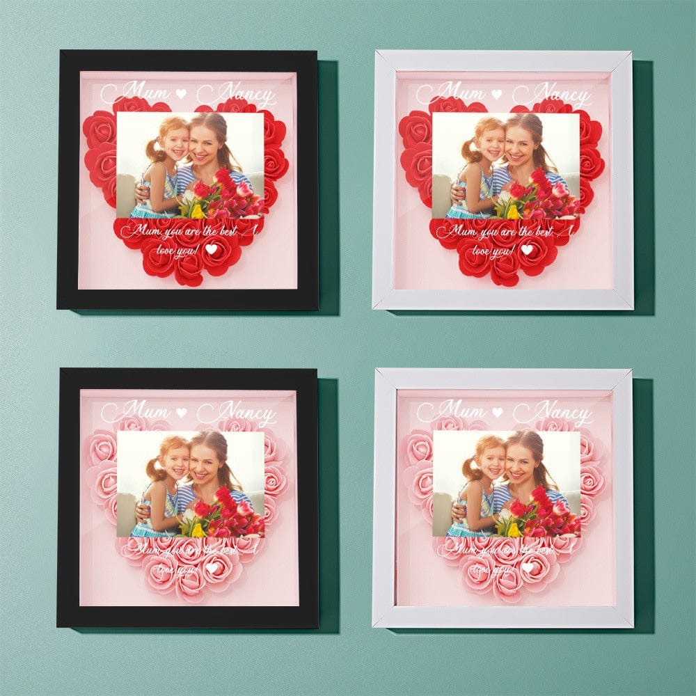 Custom Photo Flower Shadow Box Personalized Flower Shadowbox Frame Gifts for Mum - Giftlab