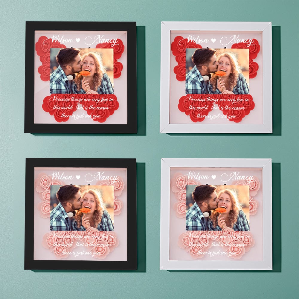 Personalized Flower Shadowbox With Photo and Text Gifts for Her 3 Types