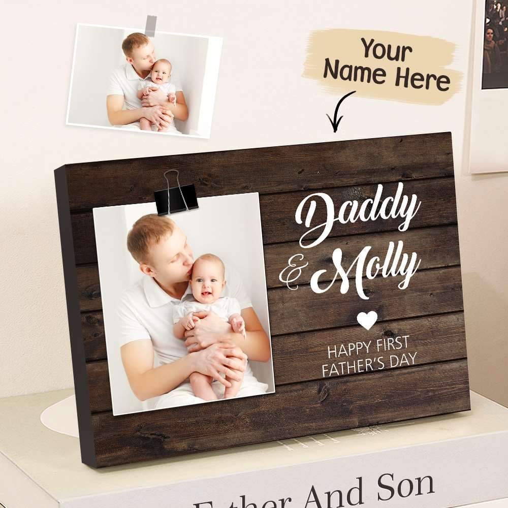 Fathers Day Picture Frame Happy First Father's Day Gift Name & Photo Engraved Picture Frame Gift - Giftlab