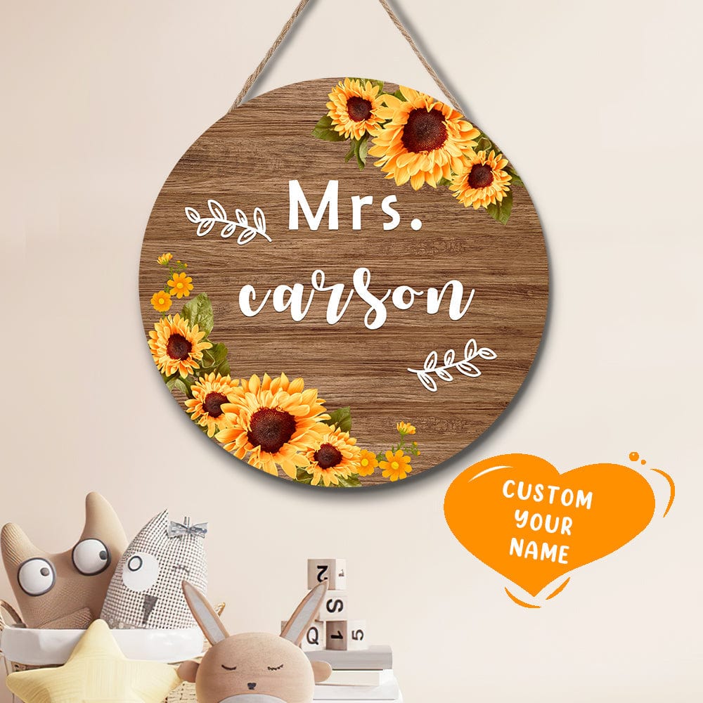 Back to School Gifts Personalized Sunflower Teacher Name Plate - Giftlab