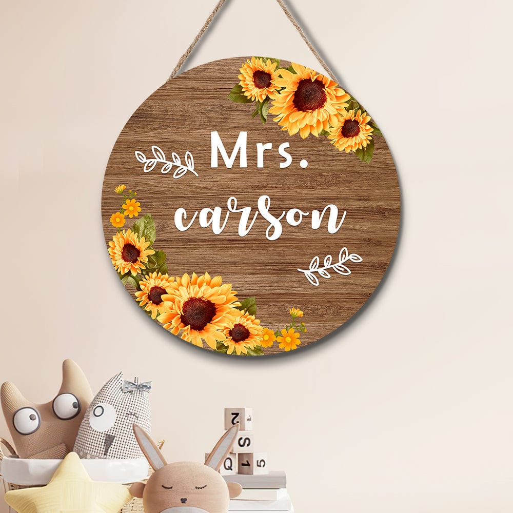 Back to School Gifts Personalized Sunflower Teacher Name Plate - Giftlab