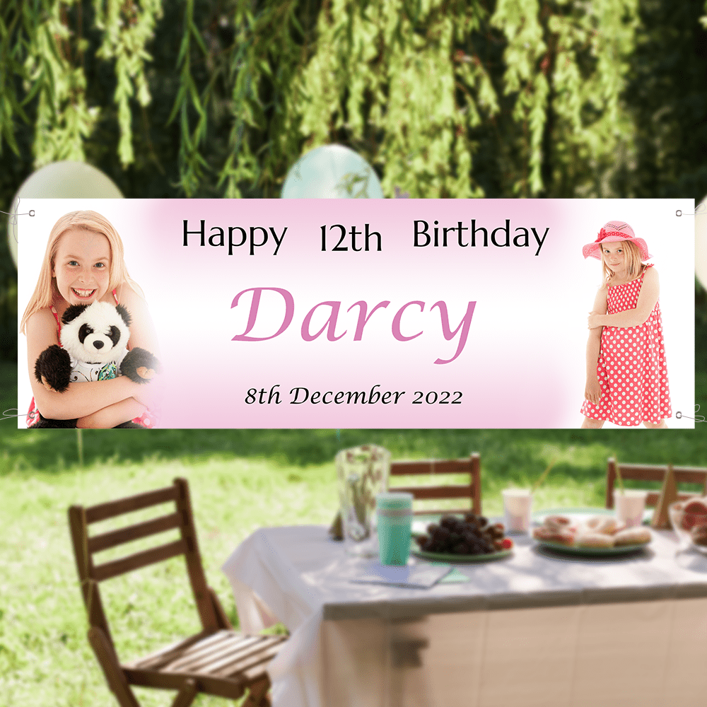 Personalized Photo Birthday Banner Custom Backdrop Decoration Name Birthday Banner for Birthday Party - Giftlab