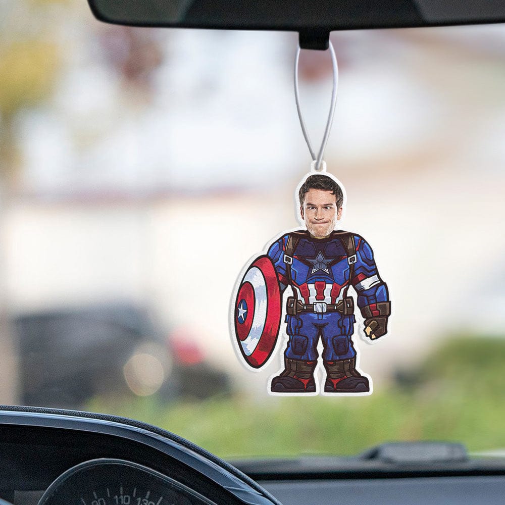 Custom Car Air Fresheners Captain America Funny Air Freshener for Car Rearview Mirror Ornament - Giftlab