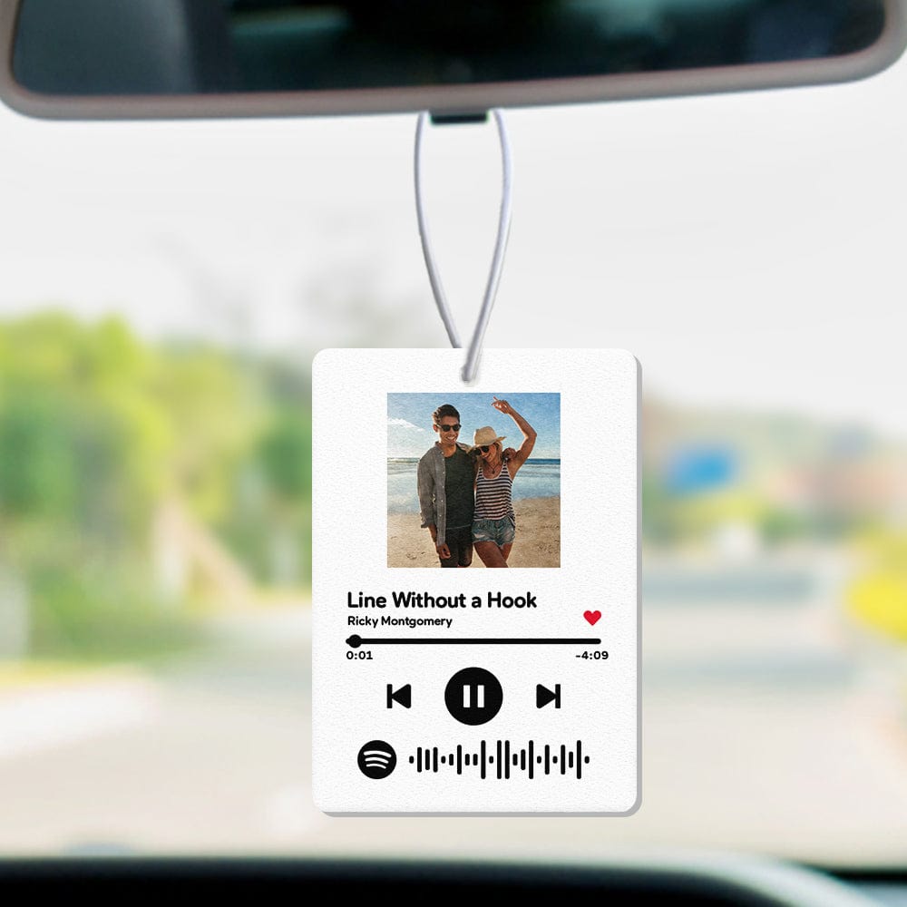 Custom Spotify Code Car Air Freshener Rearview Mirror Ornament Square - White - Giftlab
