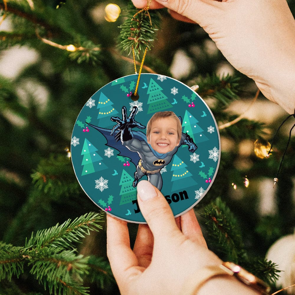 Personalized Photo Ornament Batman Style Christmas Gift for Kids - Giftlab