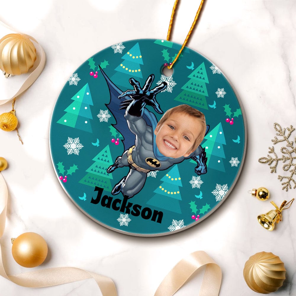 Personalized Photo Ornament Batman Style Christmas Gift for Kids - Giftlab
