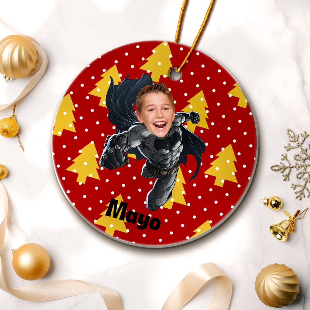 Personalized Photo Ornament Batman with Cloak Style Christmas Gift for Christmas - Giftlab