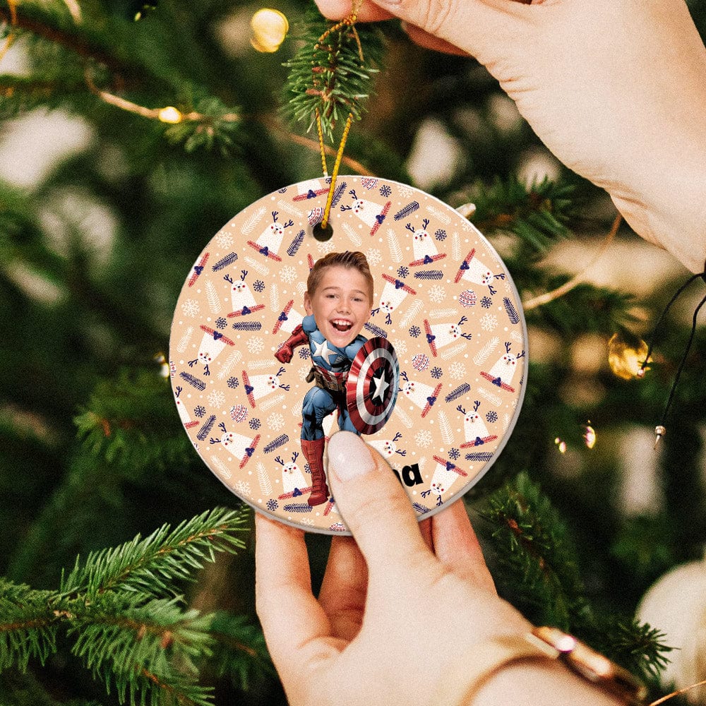 Photo Christmas Ornaments Captain America Style Christmas Gift for Boy - Giftlab