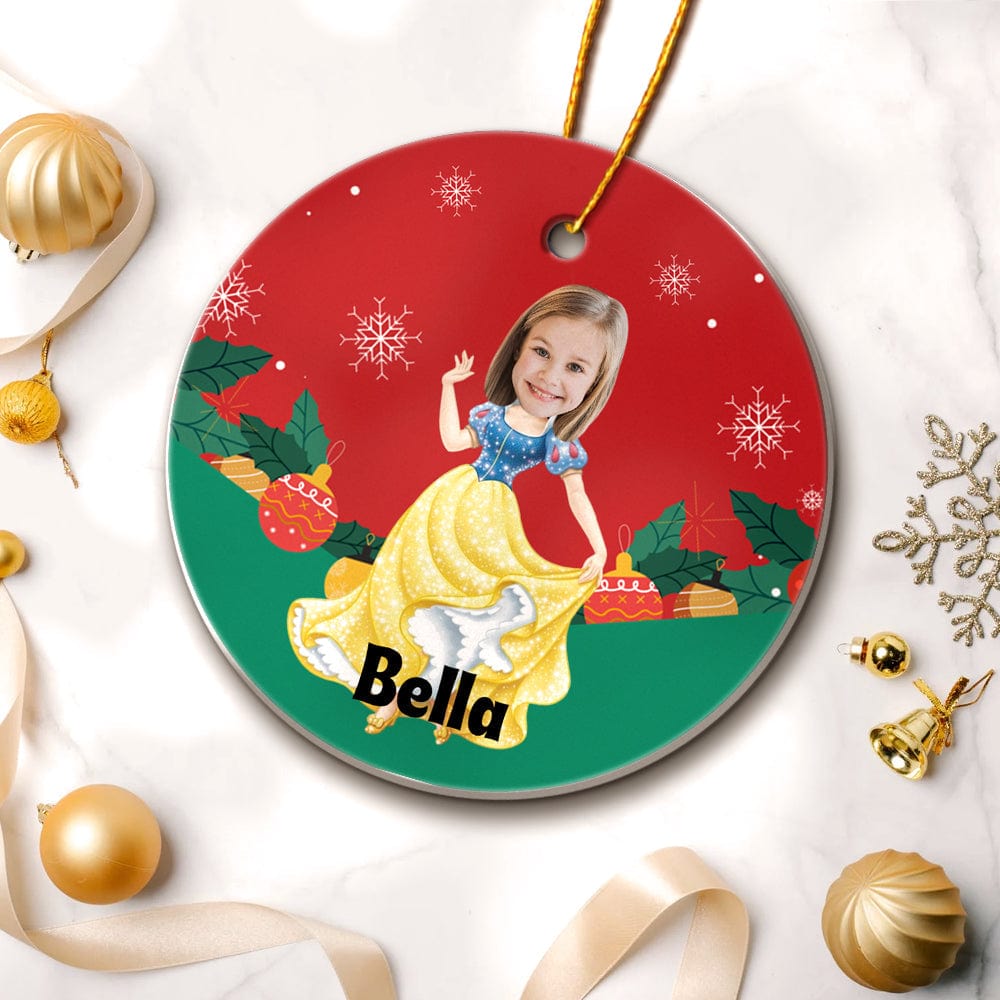 Personalized Photo Ornament Snowwhite Style Christmas Tree Ornaments Christmas Gift Garden Gifts for Little Girls - Giftlab